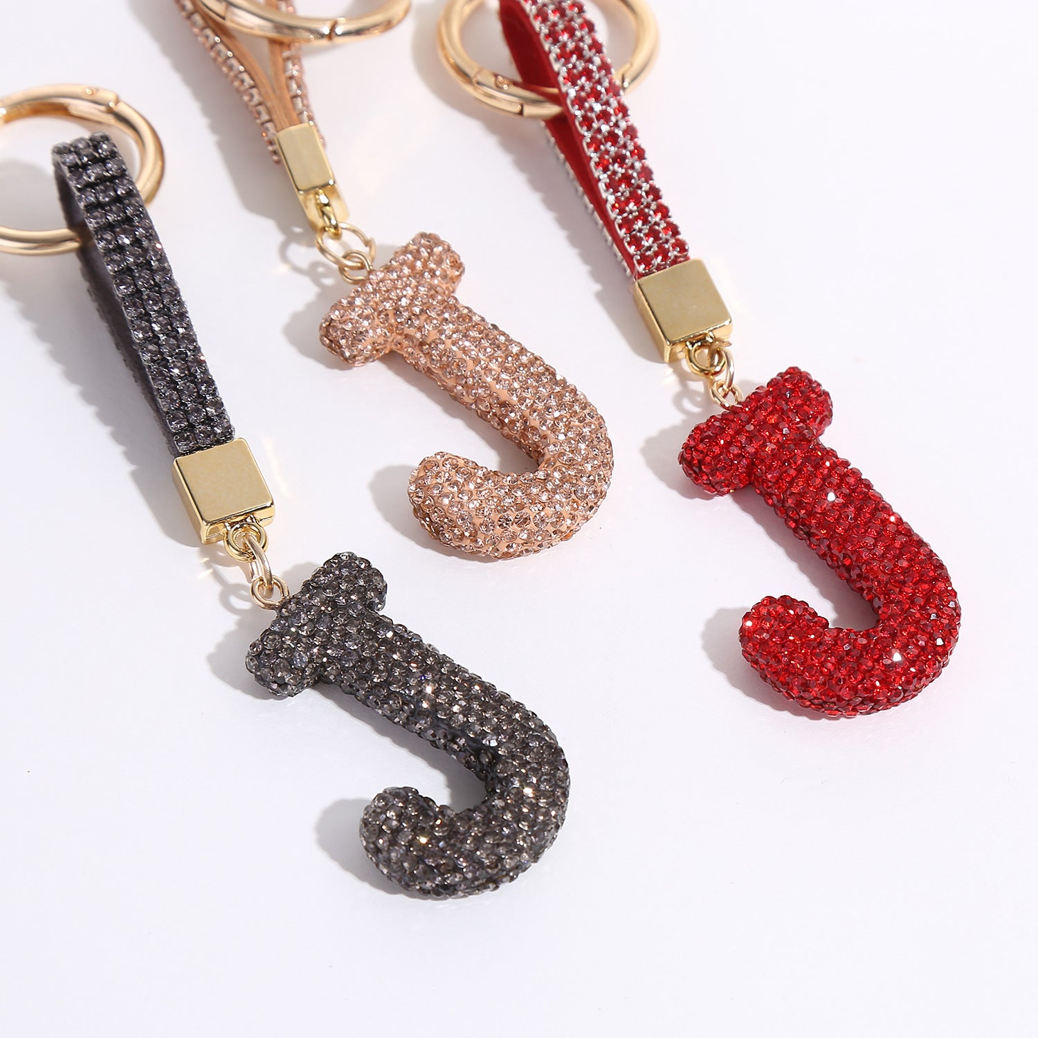 Wholesale Full Diamond Clay Letter J Keychain